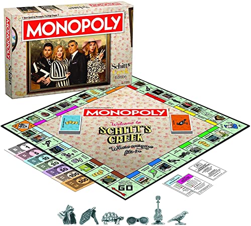 Monopoly Schitt's Creek | Game Tokens Include Bebe Crow, Patrick's Guitar, Rosebud Motel Key & More | Officially Licensed and Collectible Monopoly Game Based on Award Winning Series Schitt's Creek