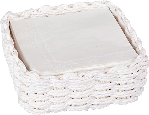 Miniatura 5 de Ideal Home Range Cesta tejida para servilletero, tamaño de almuerzo, color blanco