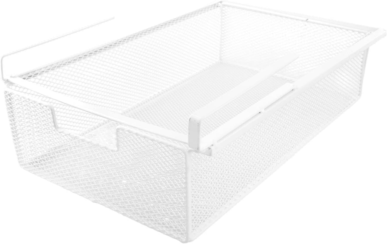 Desktop Organizer with Hanging Drawer and Slide Out Functionality, White