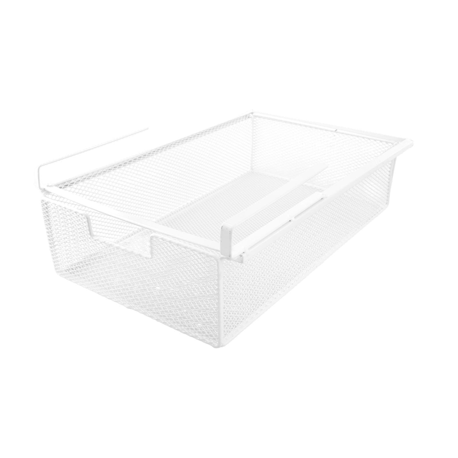 Tiroir Sous Le Bureau, Organiseur de Tiroir Sous Le Bureau, Panier Métallique Coulissant, Boîte à Tiroirs Cachée, Boîte de Rangement pour Sous-Vêtements, Tiroir Suspendu, Organisateur de Bureau, Blanc