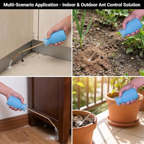 Image of Diatomaceous Earth Duster, 230ml Large, Powder Duster Kit with Long Copper Tube & Folding Funnel, Indoor Outdoor Silicone Sprayer Heavy Duty Bulb Applicator for Home and Garden(Blue)