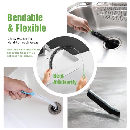 Image of 4pcs Flexible Cleaning Brush Set for Dryer Vents, Fridge Coils, HVAC Systems & Tight Spaces - Multi-Use Lint and Dust Remover with Crevice Brush and Detailing Tools