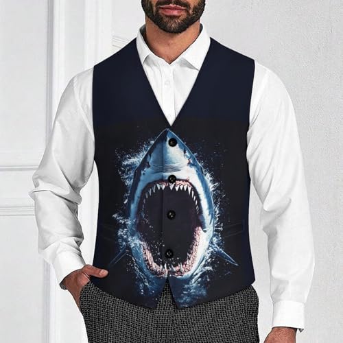 Ocean Shark (10) Men's Suit Vests Business Formal Dress Vest V-Neck Waistcoat for Wedding Casual2