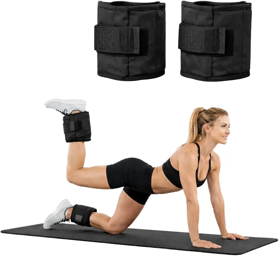 Par Caneleira de Peso Profissional para Tornozelo, Preto, Par de Tornozeleiras Ajustáveis para Musculação, Academia, Perna, Treino em Casa, Fitness, CrossFit, Funcional, 500g, 1kg, 2kg, 3kg,4kg, 5kg