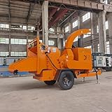 Electric Wood Chipper Machine Industrial Mobile Wood Chipper Shredder for Tree Branch & Log - Forestry Wood Shredder Machine with Easy Roller Lift & Secure Operation