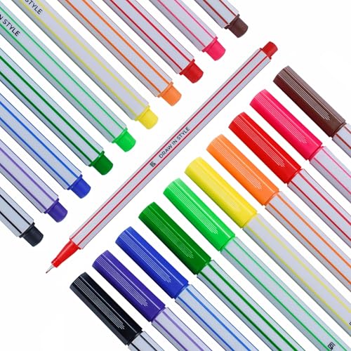 Fineliner Bunt - 10er Set - mit feiner 0 4mm Spitze in Metallfassung