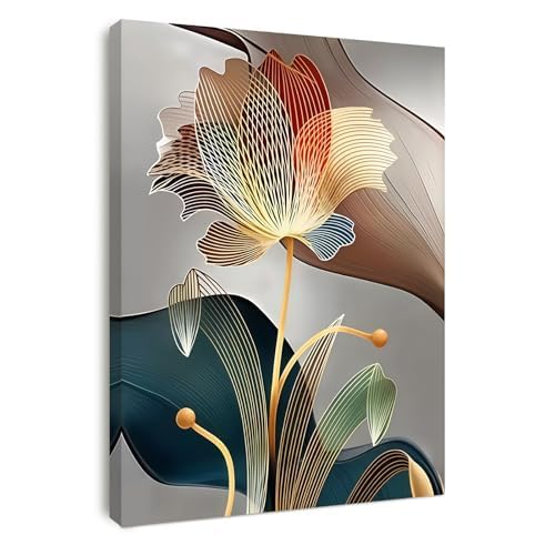 Tableau abstrait floral pour salon et chambre décoration colorée moderne