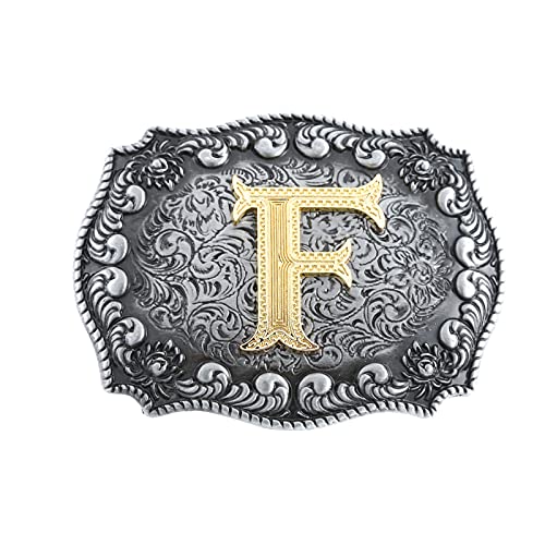 Image of HUABOLA CALYN Belt Buckle Men, Western Cowboy Rodeo Small Alphabet Letter ABCDMRJ to Z Initial Belt Buckles for Women