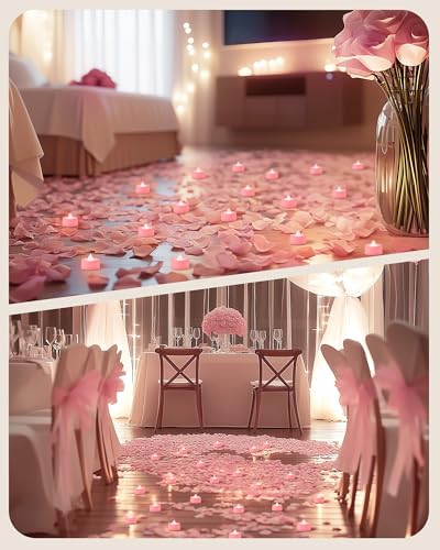 Image of Amagic 30 Pcs Pink Flickering Flameless Tea Lights Battery Operated, 200+ Hours Long Lasting Colored Candle for Wedding, Table Centerpiece, Theme Party, Aniversary, Proposal, Christmas, Pink Base