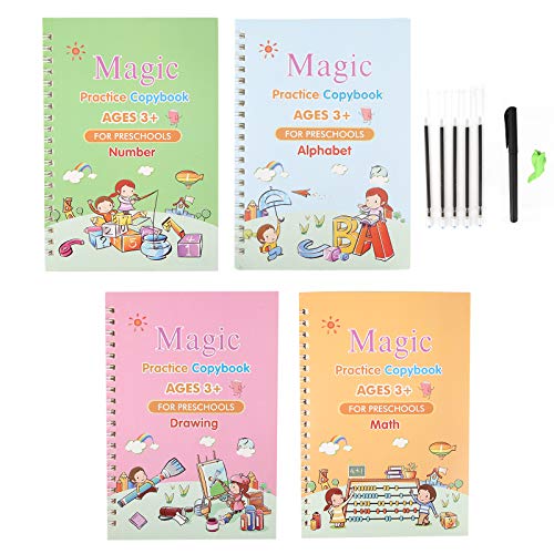 GOHEYI Magic Practice Copybook For Kids, Reusable Magic Calligraphy Tracing Handwriting Copybook Set, English Version Writing Practice Book for Children,Goodie Bag Filler,Classroom Rewards