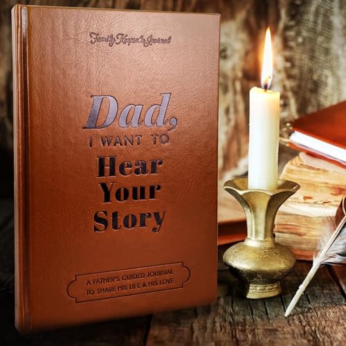 Dad I Want to Hear Your Story UK: Guided Journal Book, Tell Me Your Story, Leather Hardback with Gold Foil, Birthday Gift for Dad - Image 8
