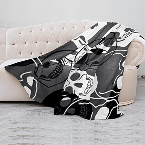 Plaid tête de mort couverture polaire microfibre douce canapé et voyage - 5