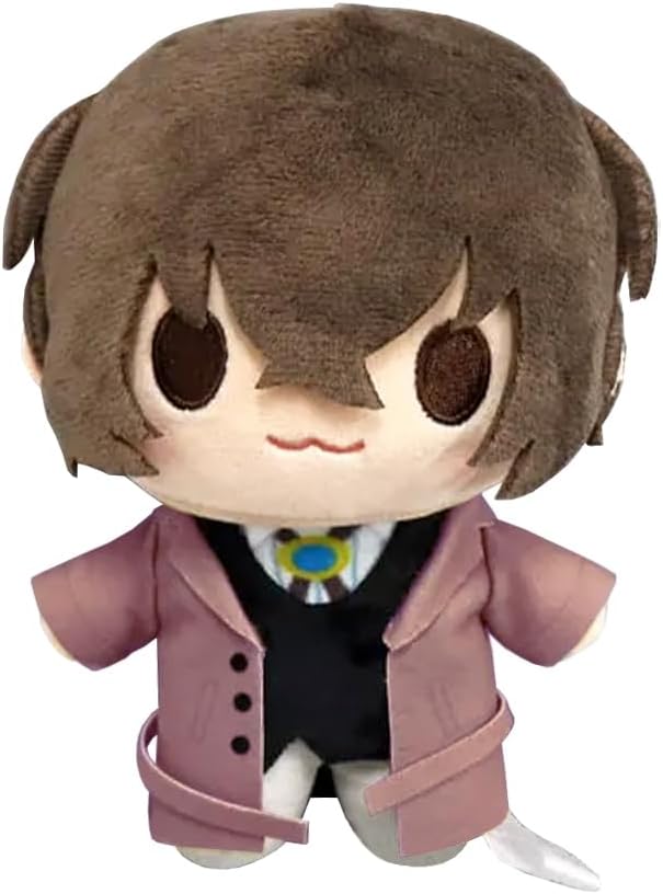 6PCS BSD Chuuya Nakahara Figure BSD Dazai Keychain 7.88'' Anime Ranpo Edogawa Mini Hug Pillow Cushion Sofa Decoration