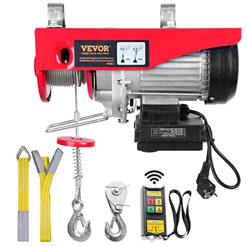 VEVOR elektrische Seilwinde 200kg bis 400kg Hubhöhe 12m Seilzug Motorwinde 850W Kupfermotor Flaschenzug 10m/min Hubgeschwindigkeit Hebezug mit kabelloser Fernbedienung Seilhebezug Kettenzug