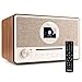 Produktbild Audizio Lucca Stereo DAB Radio mit CD-Player, Internetradio WLAN, Bluetooth & MP3-Player, kristallklarer Sound, stilvolles Retro Design im Holzgehäuse, Radiospeicher, Display, Fernbedienung - Beige