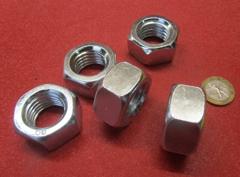 Grade 5 Zinc Plated Steel Hex Nuts R H 1-1/8"-12 Thread x 1-11/16" W x 31/32" H 5 Pcs