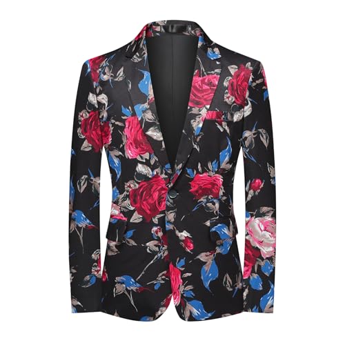 Cloudstyle Mens Suit Jacket Floral Printed Two Button Casual Blazer Sports Coat3