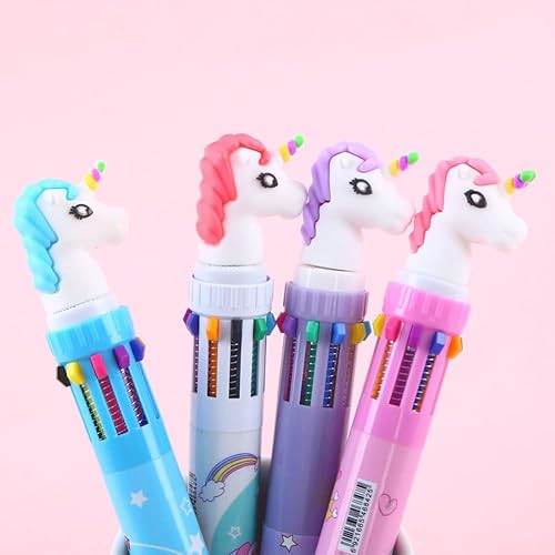 Miniatura 4 de sencoo Paquete de 6 bolígrafos multicolor 10 en 1, 10 colores, lindo bolígrafo de barril de dibujos animados para oficina, suministros escolares,