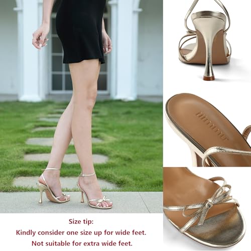 Image of iiimmu Women's Bow Heels 4 IN Stiletto Heeled Sandals for Women | Round Open Toe