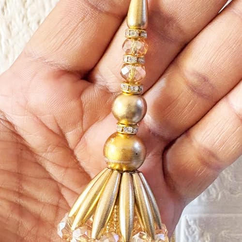 Image of Adikala Craft Store Handmade Ethnic Latkan Tassel Set of 2 for Saree Pallu, Blouse, Suits, Dupatta, Lehenga Decor (Golden Pipe 1L)