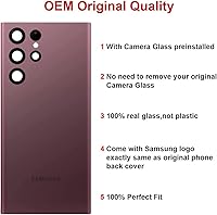 Vista 3 de Reemplazo de cristal trasero trasero para Samsung Galaxy S22 Ultra 6.8 pulgadas 5G con kit de herramientas de reparación y adhesivo preinstalado