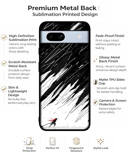 Image of Geometric Strom Design Premium 2D Printed Metal Back Case Cover for Google Pixel 7A 5G, Multicolor