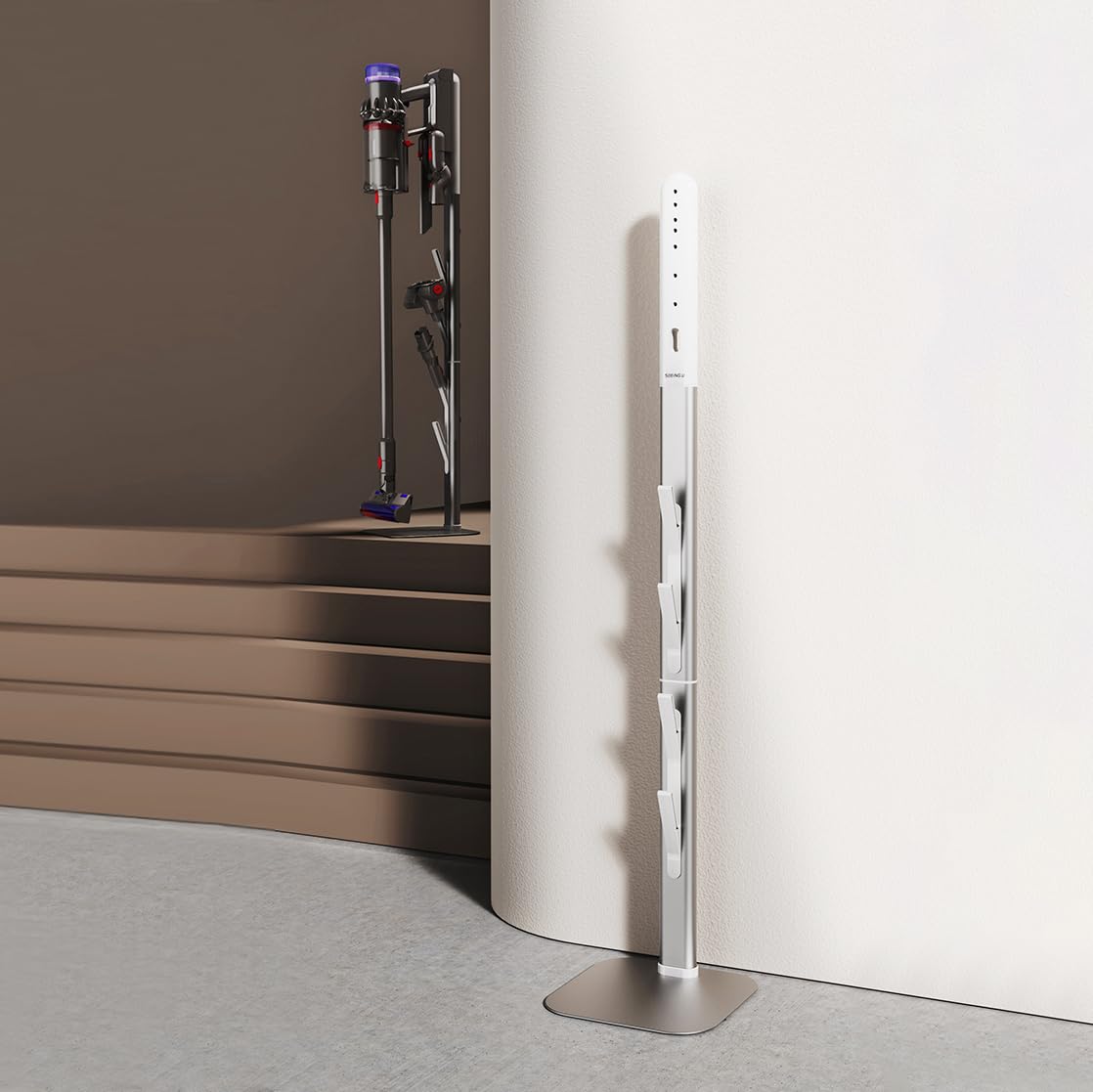 YanBan Supporto portaoggetti antiribaltamento in metallo, compatibile con Dyson G5/V7/V8/V10/V10slim/V11/V12slim/V15, ricarica e organizer tutto in uno, design modulare facile da montare