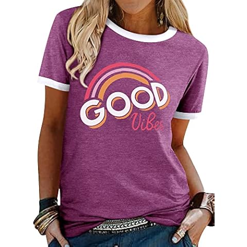 WIEIYM Women's Rainbow Graphic T-Shirt Cover