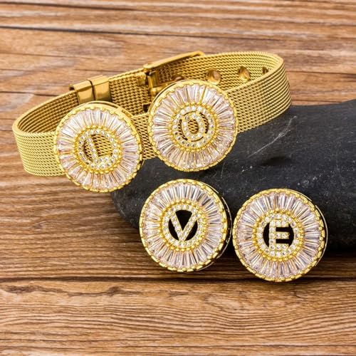 New 2025 Classic Stainless Steel Watch Belt Bracelet Cz Crystal 26 Letters Name Bracelets Best For Party Wedding Jewelry Gift Fashion Accessories Creative Gift3