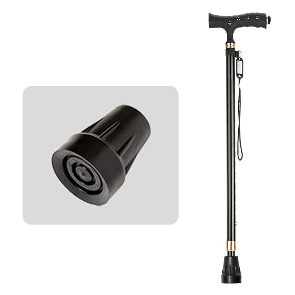 Bastón Plegable, Bastón Teleswalking con Luz Led Muletas De Mango Ergonómico Aleación De Aluminio Ayuda De Movilidad Ajustable En Altura para Ancianos Base Antideslizante Present