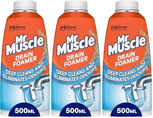 Image of Mr Muscle Drain Foamer, Drain Cleaning Foam to Unblock & Eliminate Odour, 500 ml (Pack of 3)