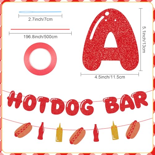Image of Hooqict Happy Birthday Banner Hotdog Birthday Party Decorations Hot Dog Party Banner Garland Sign for BBQ Picnic Sports Game Day Party Decorations Supplies