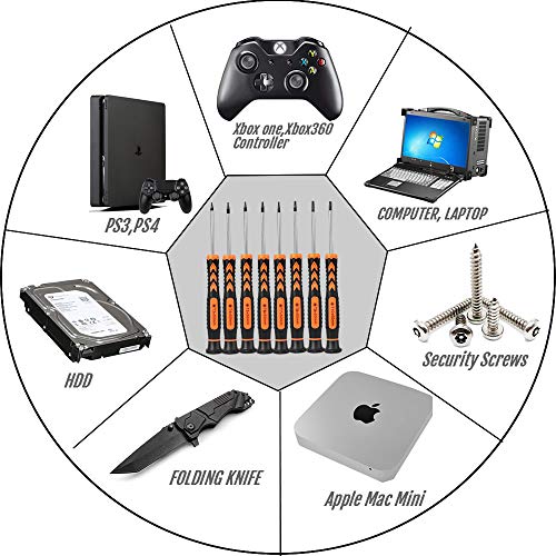 Torx Screwdriver Set,TEKPREM 8 in 1 Security Torx Screwdrivers with T3 T4 T5 T6 T7 T8 T9 T10 Torx Bit,Complete Torx Repair Kit for Mac Mini,iMac,Xbox Controller,PS3,PS4,Computer and Pocket Knife