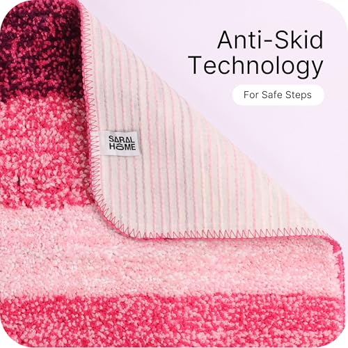 Image of Saral Home Microfiber Striped Rectangle Anti-Skid Runner | Soft & Super Absorbent, Washable Multipurpose Bedside Runner for Home /Kitchen /Lobby /Office Entrance, 50X180 CM | Pack of 1 (Black)