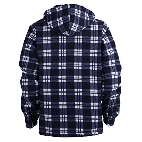 Image of TanBridge Men's Cotton Plaid Shirts Jacket Full Zip Fleece Flannel Sherpa Lined Hoodies Heavyweight Hoodies Jacket for Men