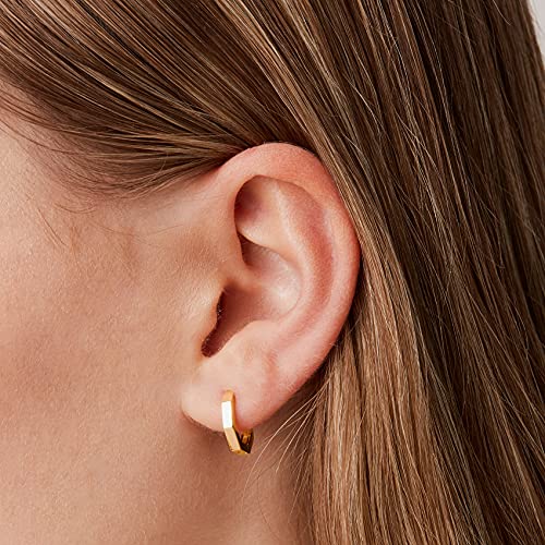 Image of PAVOI 14K Gold Plated Chunky Huggies Earrings for Women - 925 Sterling Silver Posts Small Gold Huggie Hoop Earrings - Ultra Thick Hoops Trendy Jewelry