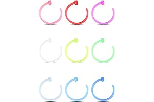 20G Colorful Open Nose Rings (Neon, Acrylic)