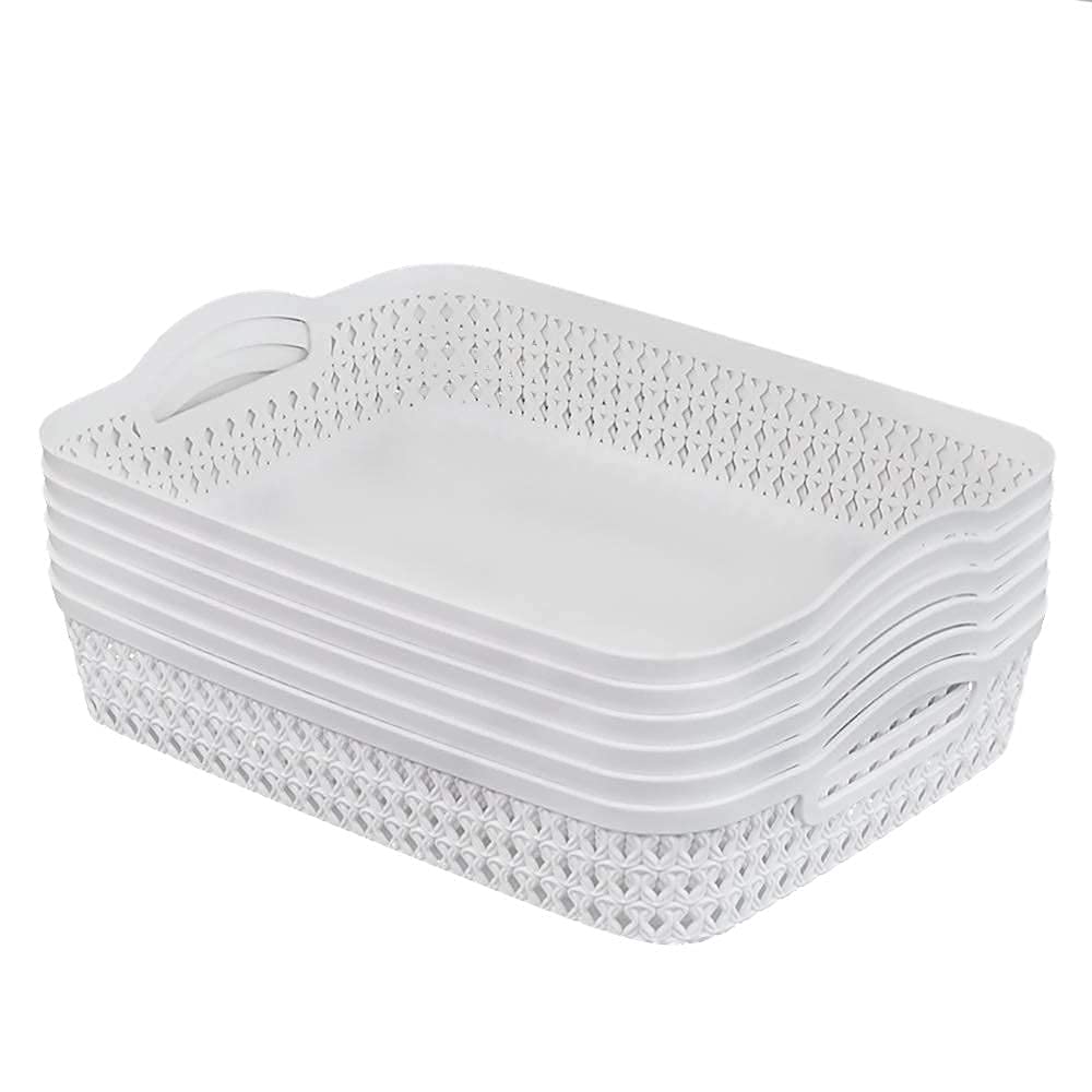 Cadineer White A4 Size Storage Trays Baskets, Office Basket Trays, Set Of 6