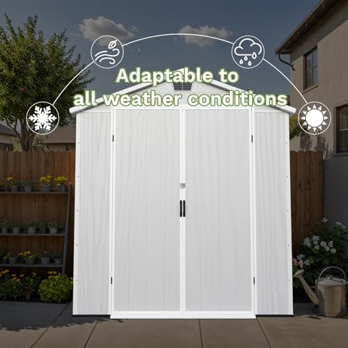 Image of Patiowell 6X8 FT Resin Outdoor Storage Shed with Floor, Light Gray