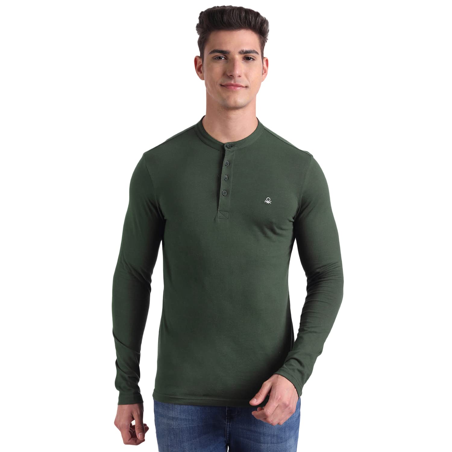 united colors of benetton Men's Slim T-Shirt (3099J7116I_Olive XL)-picture-29