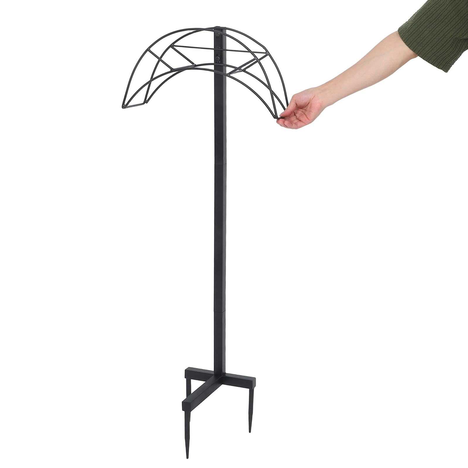 Soporte para manguera de jardín estante de almacenamiento de tuberías de agua Apuesta por soporte de manguera de jardín de metal hierro forjado Negro