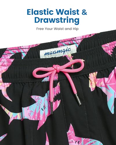 Image of maamgic 5inch Mens Swim Trunks with Compression Liner 2-in-1 Swimming Shorts Stretch Quick Dry with Zipper Pockets