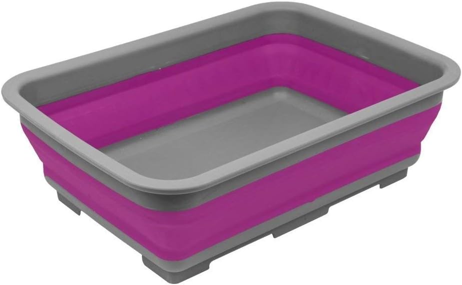 RAM ONLINE Collapsible Washing Up Bowl - Portable 10 Litre Water Storage Basin Ideal for Camping, Caravans, Outdoor Activities, Kitchen and more - Purple