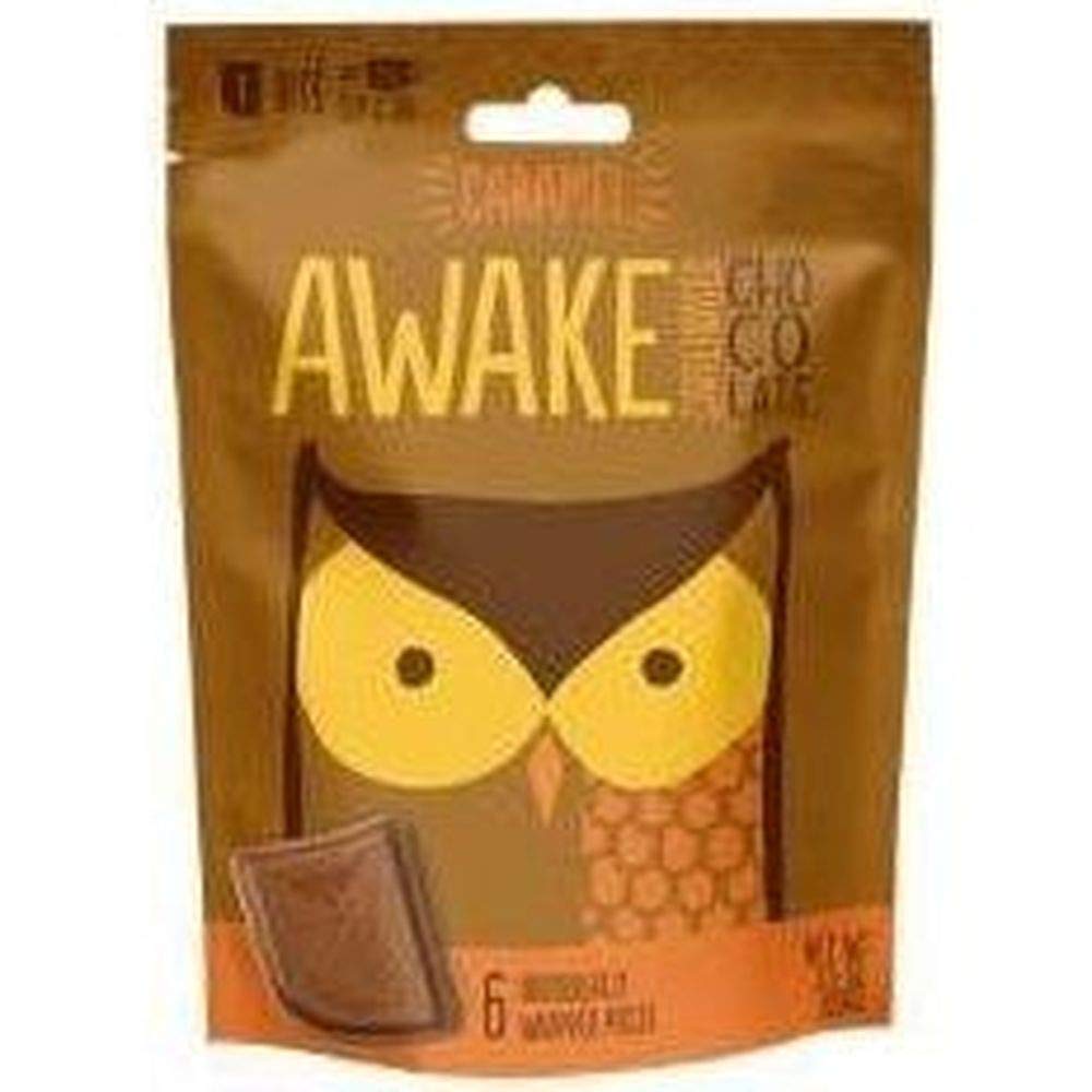 Awake Chocolate Caramel Milk Chocolate Bites - 6 count per pack -- 10 packs per case.