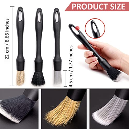 Image of 3Pcs Car Cleaning Brush, Car Detailing Brush Set with Box, Car Duster Brush Chain Cleaning Brush Soft Bristle Cleaning Brush for Car Interior, Dashboard, Wheel, Window, Keyboard, Air Conditioner, Gap