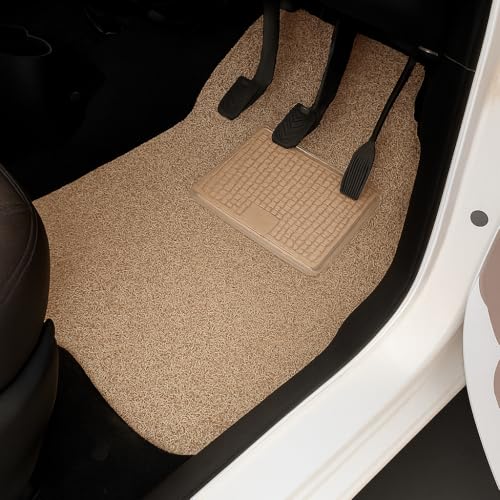 Image of CARNEST Premium Grass PVC Mats, 18mm Thickness, 100% Waterproof and Dustproof Car Floor Foot Mats, Universal Fit in All Cars, Compatible for (Honda City,Beige)