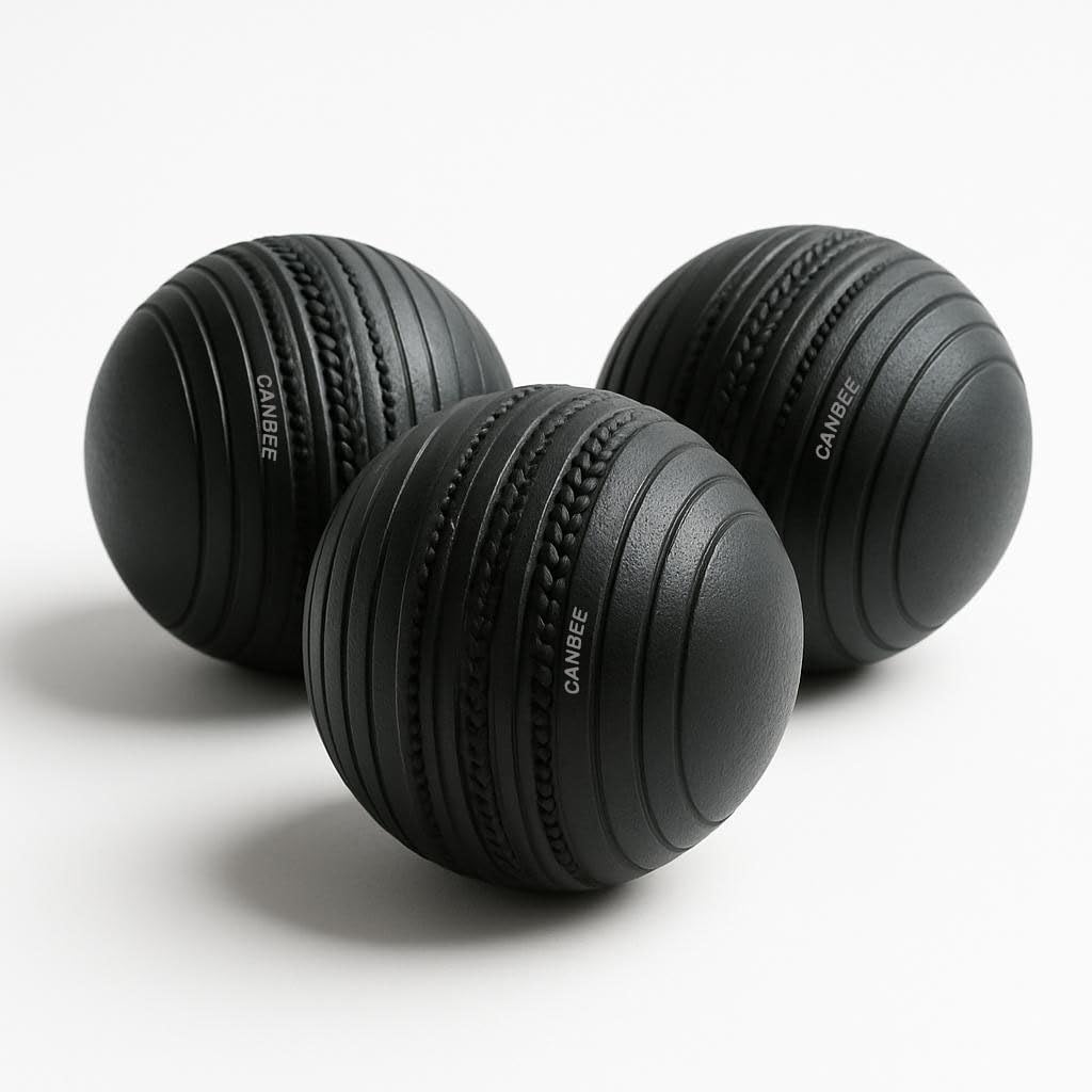 CanBee Cricket Rubber Black and Color Stamper Balls for Gully Cricket Play Pack of 3 (Black)-image-18