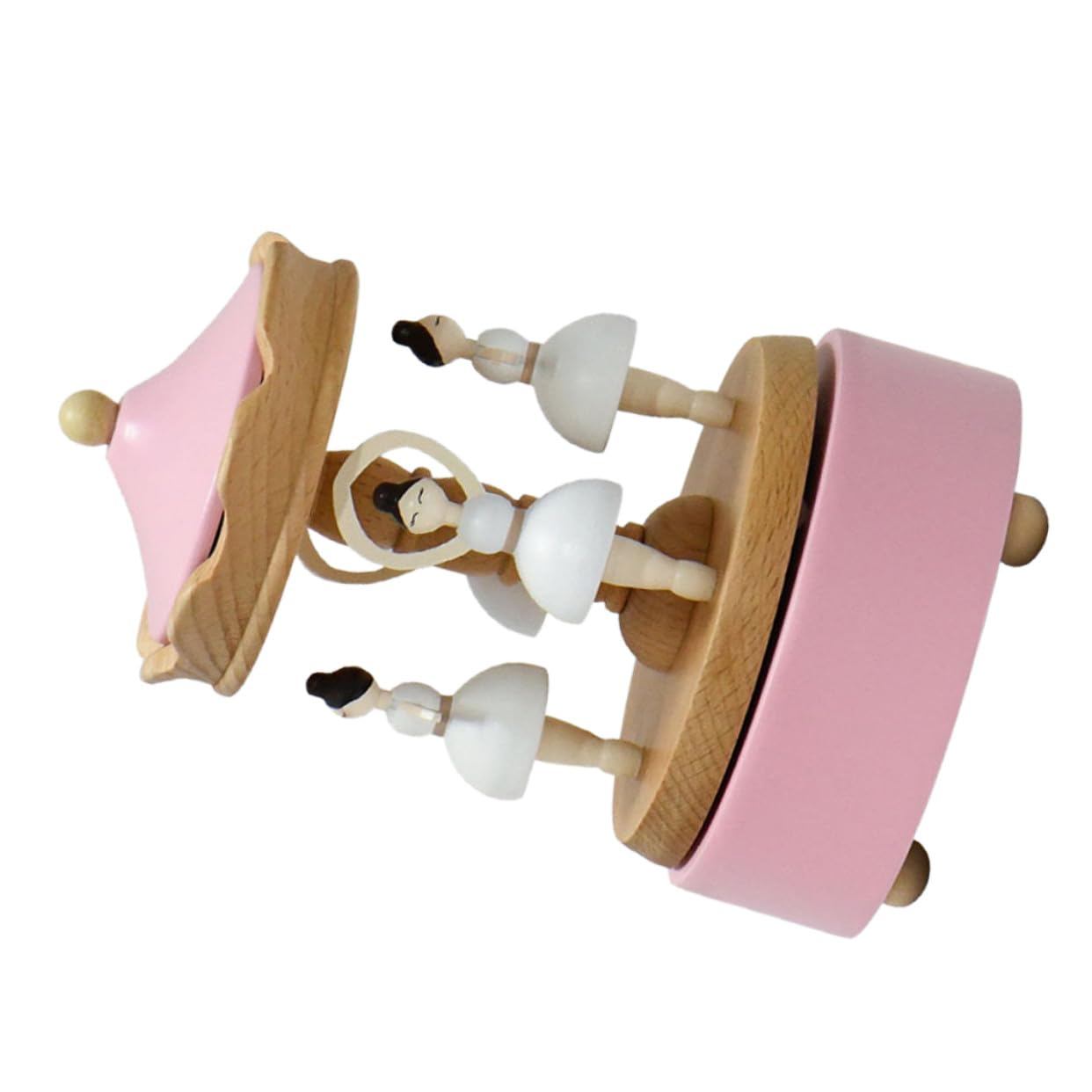 IMIKEYA Caja Musical de Bailarina Giratoria de Madera, Figurina Rosa