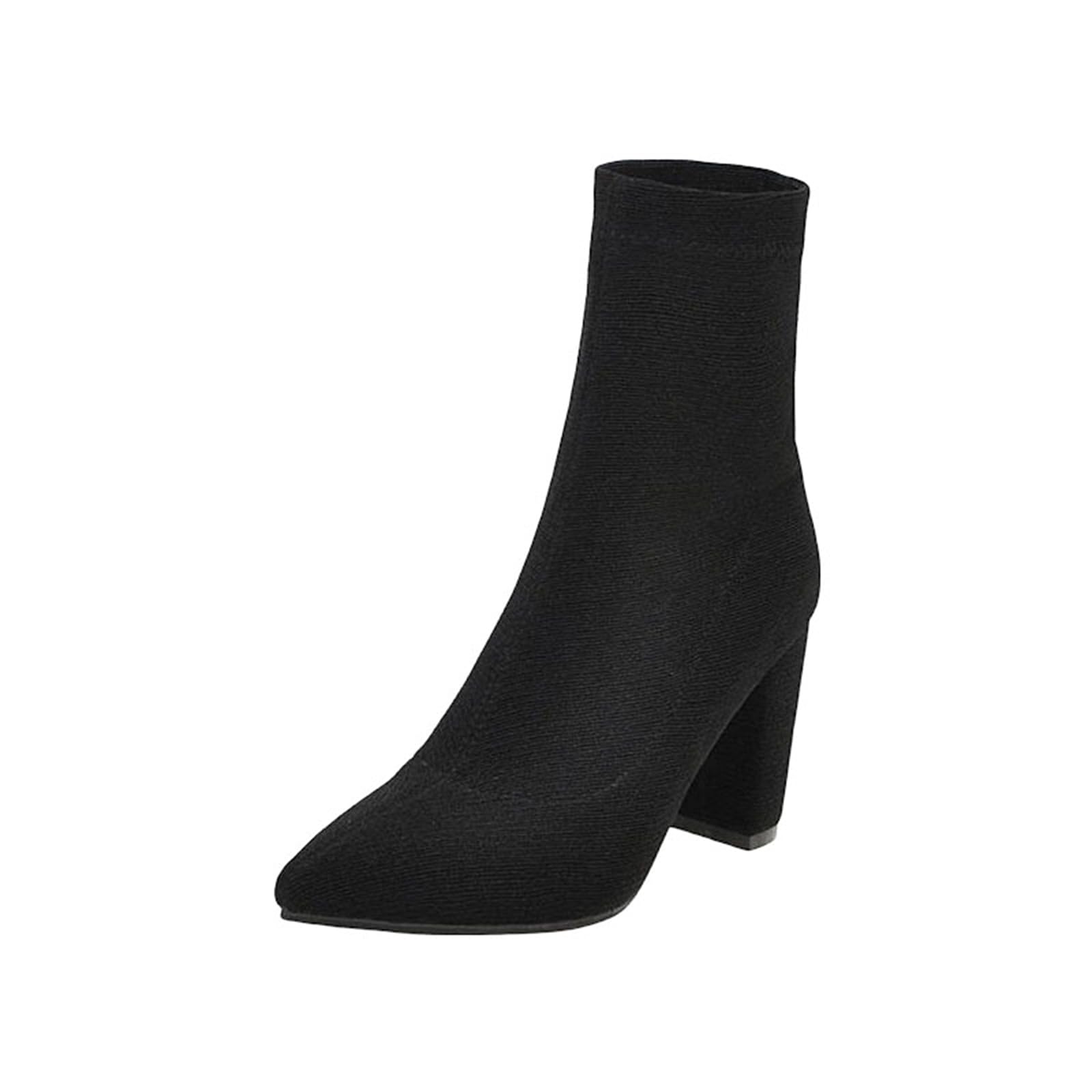 Womens Stretch Ankle Sock Boots Featuring A Pointed Toe And Super High Block Heel With An All-Over Glitter