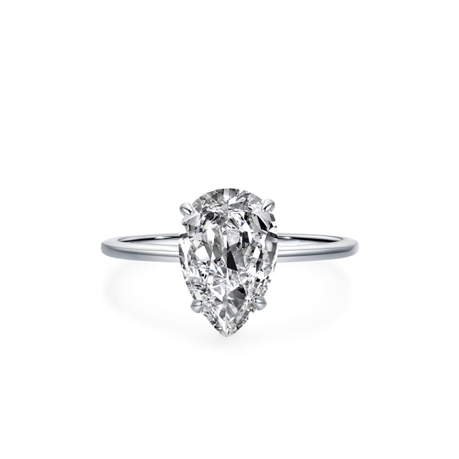 Anillos apilables, anillo de compromiso único con moissanita en forma de pera de 3 quilates para mujer